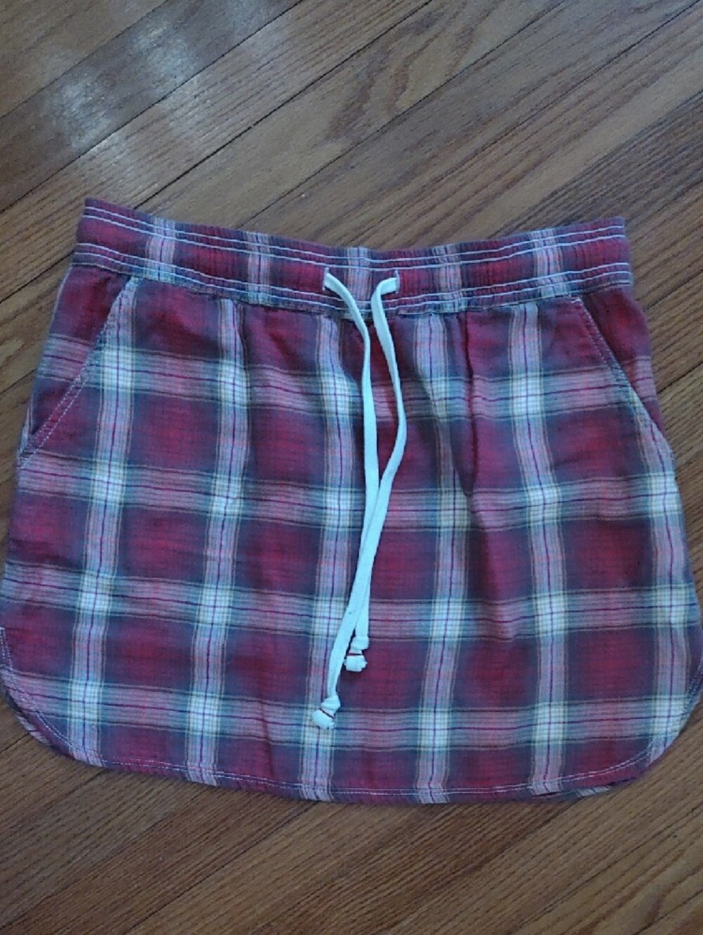 dylan Red and Tan Plaid Drawstring Shorts